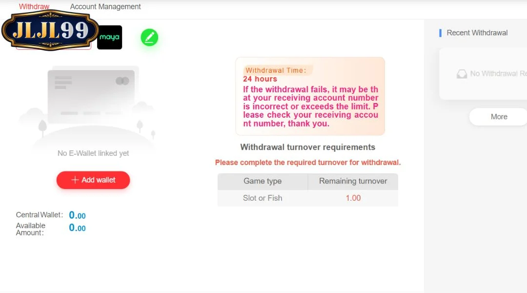 Members can follow these 3 steps on How to Withdraw from JLJL99